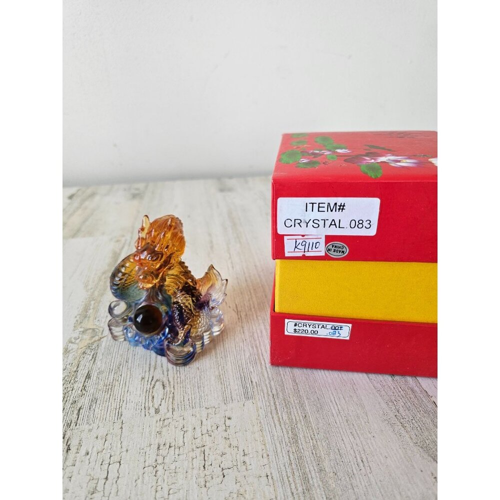 Kalifano dragon carved crystal statue figurine good luck ball new‎